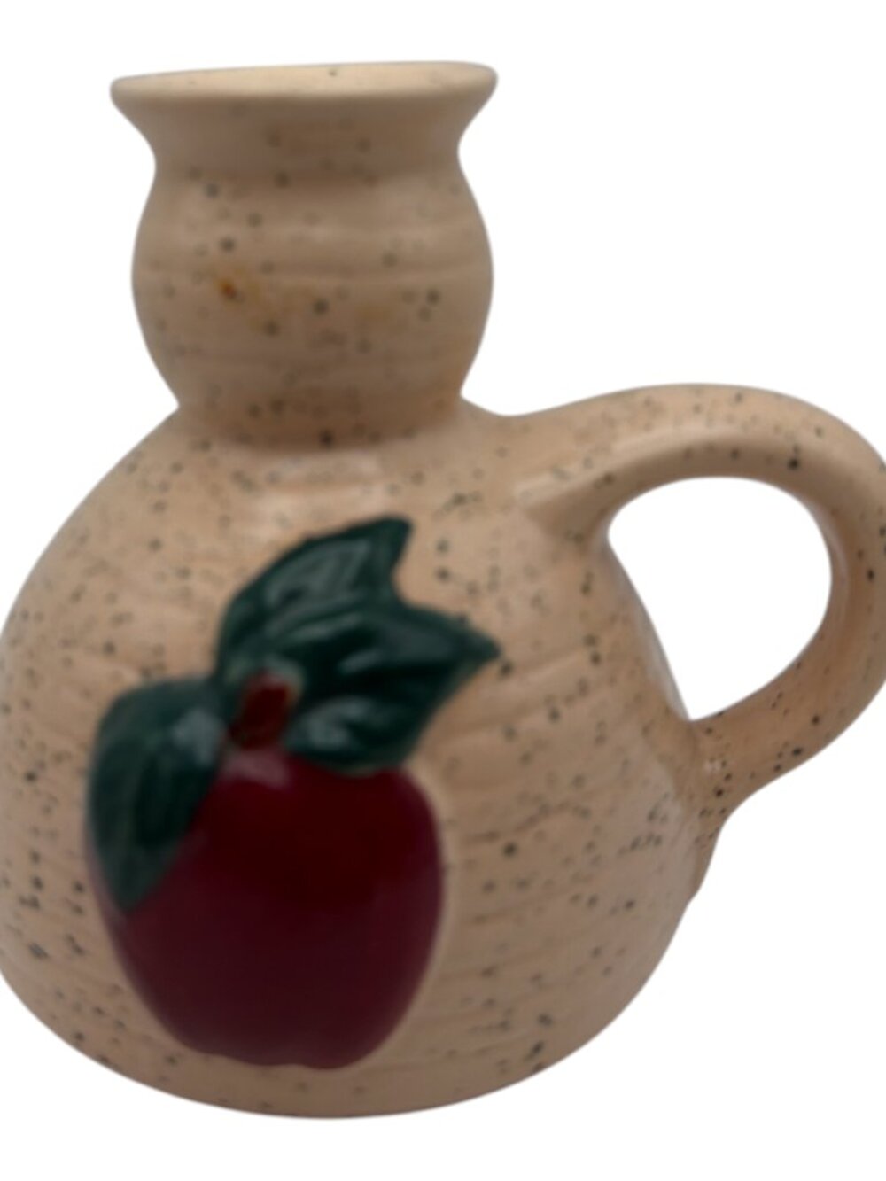 Apple candle Holder cottage core home decor w/finger hole EUC Grannycore